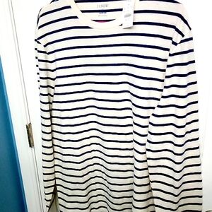 JCrew Factory LG Long Sleeve Navy Striped Shirt